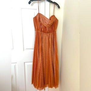 Shimmer Tulle Pleated Crowl Neck Dress Lela Rose